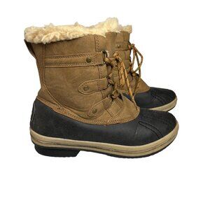 Bear Pawz Womens Winter Gina Boots Faux Leather Wool Winter Brown Size 8